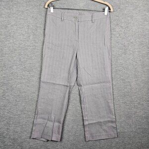 J.JILL Linen Stretch Gray Stripes Straight Leg Pant Petite Size 6 NEW
